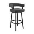 thumbnail image 1 of Swivel Barstool with Curved Open Back and Metal Legs, Dark Gray- Saltoro Sherpi, 1 of 5