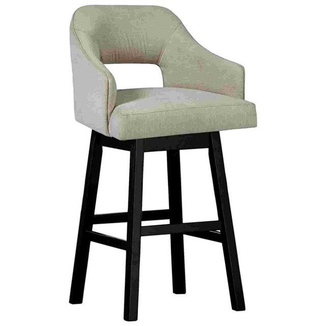 Swivel Barstool with Fabric & Countered Open Lower Back, Beige Set of