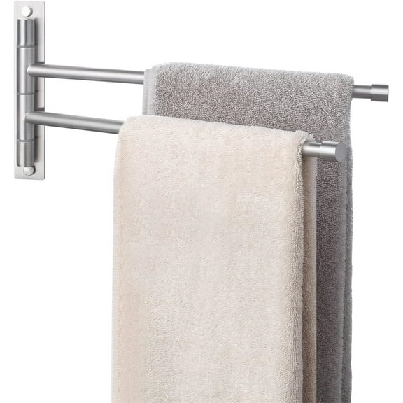 Swivel Bathroom Towel Rack, Stainless Steel Towel Rack,Wall Mounted Towel Holder,Swing Out Double Towel Bar Wall Mounted,Silver Rustproof Wall Mounted Towel Racks for Bathroom,Kitchen,13 in