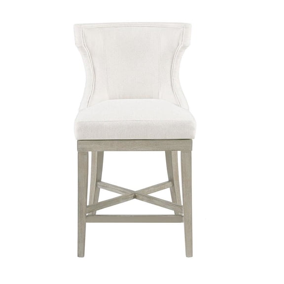 Swivel Beige Bar Height Stool, Upholstered Wingback Counter Height Chair