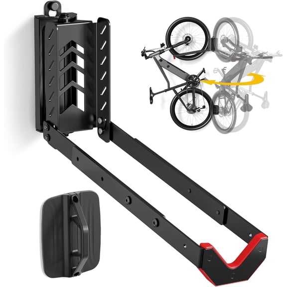 Swivel Bike Wall Mount, No Heavy Lifting Required Bike Wall Mount, Bike Hangers for Garage, Space-Saving Bike Rack Garage, Easy to Load and Unload, Bike Hanger Can Hold Up to 77 lbs