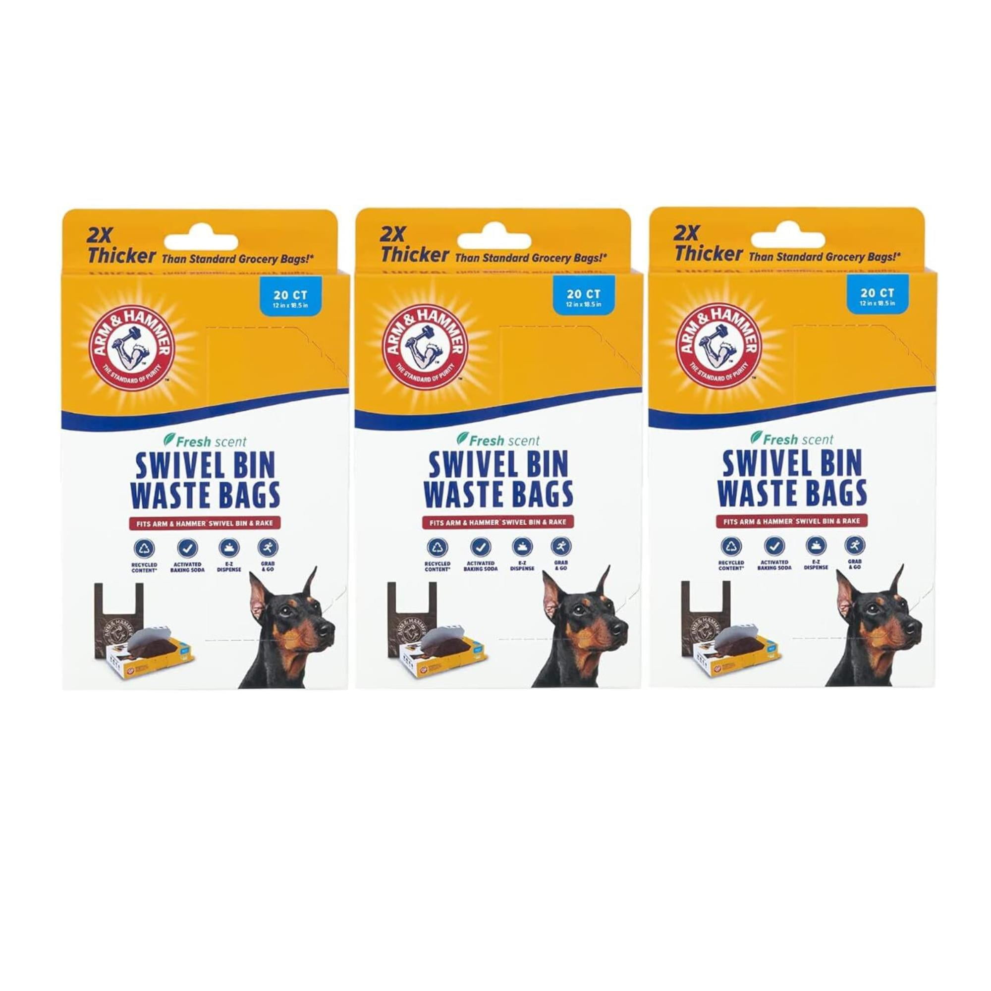 Swivel Bin and Rake Dog Pooper Scooper, Refill Bags (3Pack, 20 Count