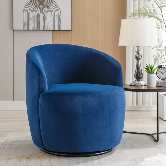 Swivel Blue Velvet Chair / Perfect for Small Spaces