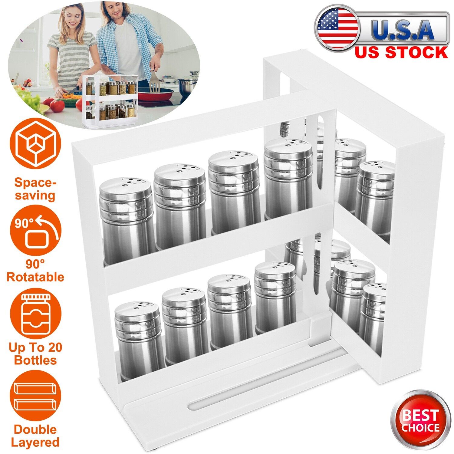 Swivel Organizer Revolving Kitchen Rack Spice Shelf Organizer