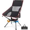 thumbnail image 1 of Swivel Camping Chair, High Back Folding Chair with Head Support, Side Cup Pocket, Stable Portable Outdoor Chair for Camp, Travel, Beach, Party, Fishing, Hiking, Backpacking, Black Red, 1 of 16