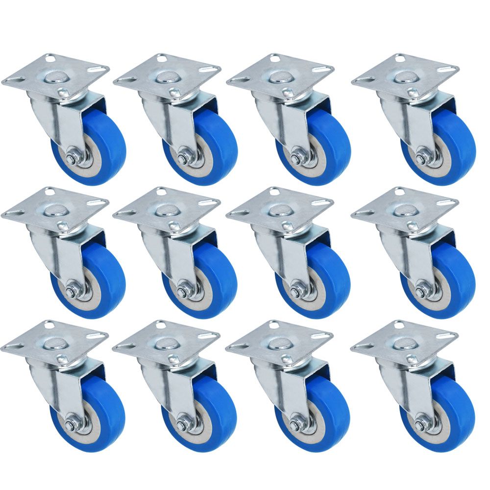 8 Pack Caster Wheels Swivel Plate Casters On Red Polyurethane Wheels By