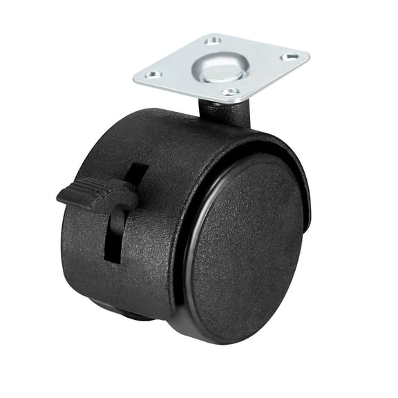 Swivel Caster Wheels 1.5 Inch Nylon Plate Mounting Twin Wheel with Brake , 4 Pcs
