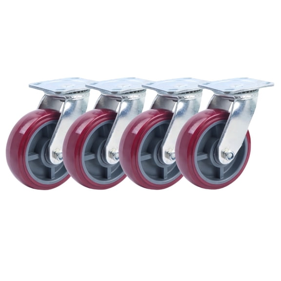 Swivel Caster Wheels, 4pcs Heavy Duty Plate Casters, Polyurethane Castor Wheels for Furniture, Cart, Dolly, Workbenches