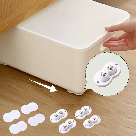 Swivel Caster Wheels for Trash Can and Storage Bins, 360 Degree Universal Roller Wheels, Self- Stick-On Design (4 Pack)