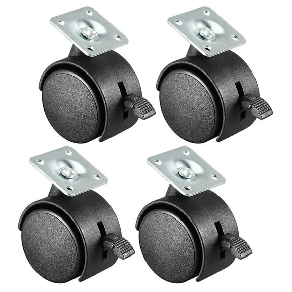 Swivel Casters 2 inch Nylon 360 Degree Top Plate Caster Wheels with Brake 4Pcs