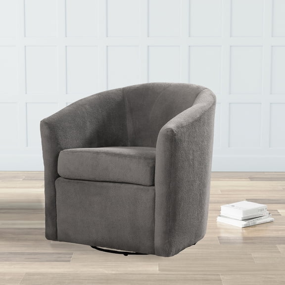 Swivel Chair - Gray Stain- Fabric, 360 Degree Rotation, Wrapped Cushion Performance Swivel, Style, , Soft Fibers