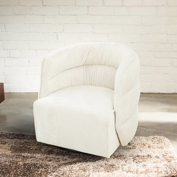 Swivel Chair In Cream Velvet - Versatile And Chic Seating With Function: Sophisticated Appeal