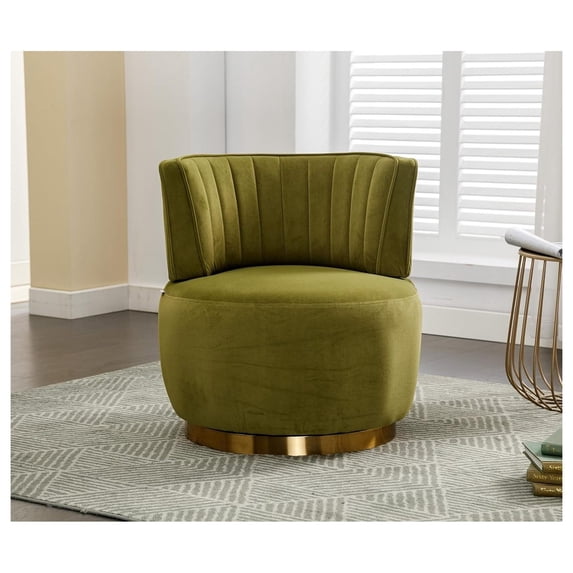 Swivel Chair, Modern Upholstered Accent Chair, 360° Swivel Round Lounge ...