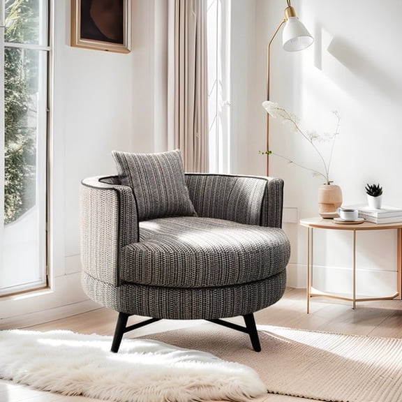 Swivel Chair | Rotates Freely in Office or Home | Solid Wood Frame and High - Resilience Foam | Ready - to - Use without Assembly