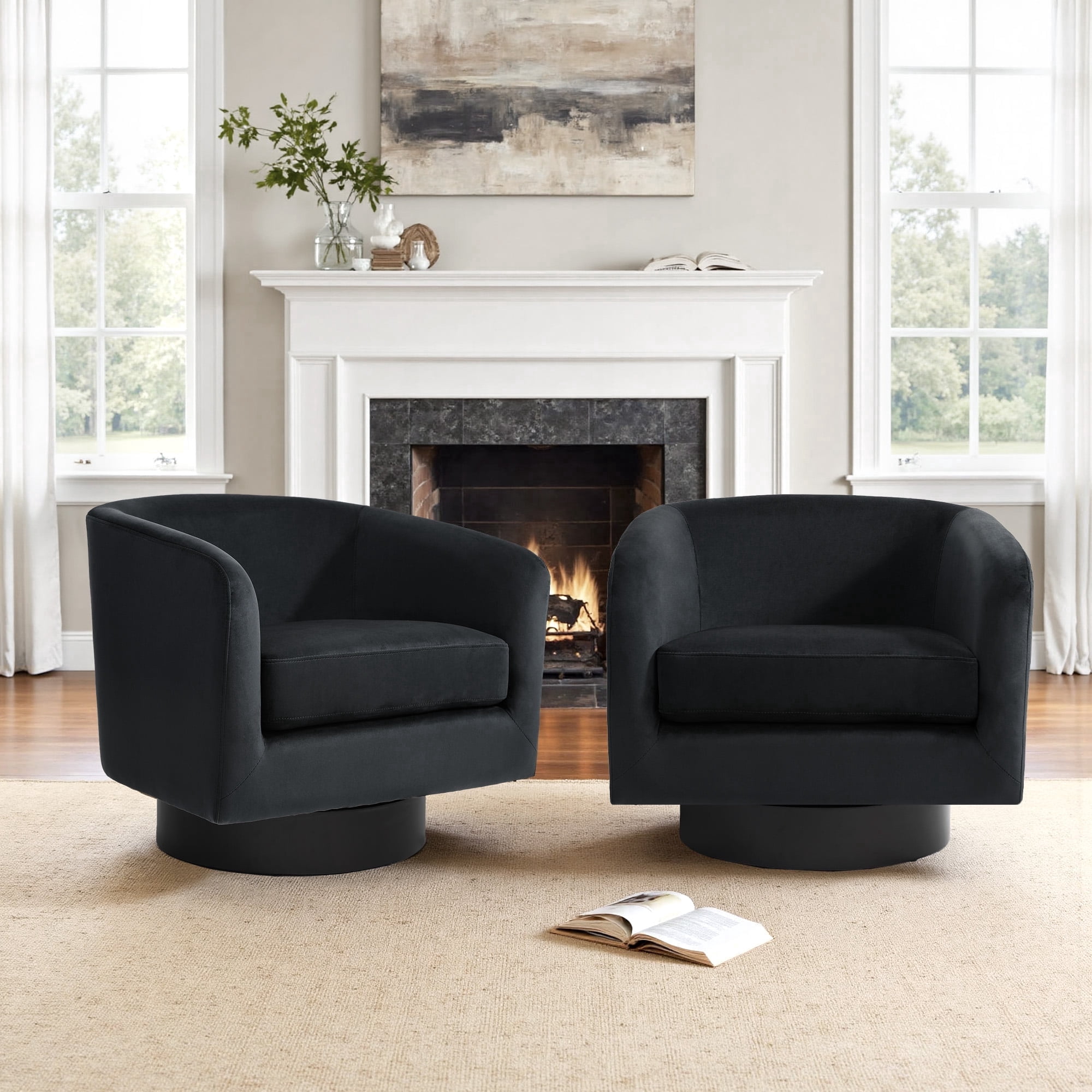 Swivel Chair Set of 2 for Living Room Barrel Club Chair, Modern Velevt ...