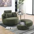 thumbnail image 1 of Swivel Chair With Storage Box - Foam Padding For Living Room 39"w Moon Soft Fabric Armchair, 1 of 6