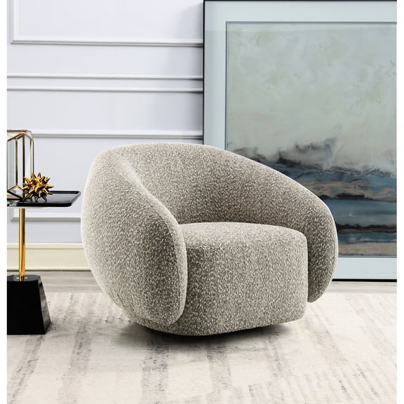 Swivel Chair in Boucle | Smooth Rotation for Convenient Sitting | Bouclé Fabric for Comfort | No Assembly, High Weight Capacity