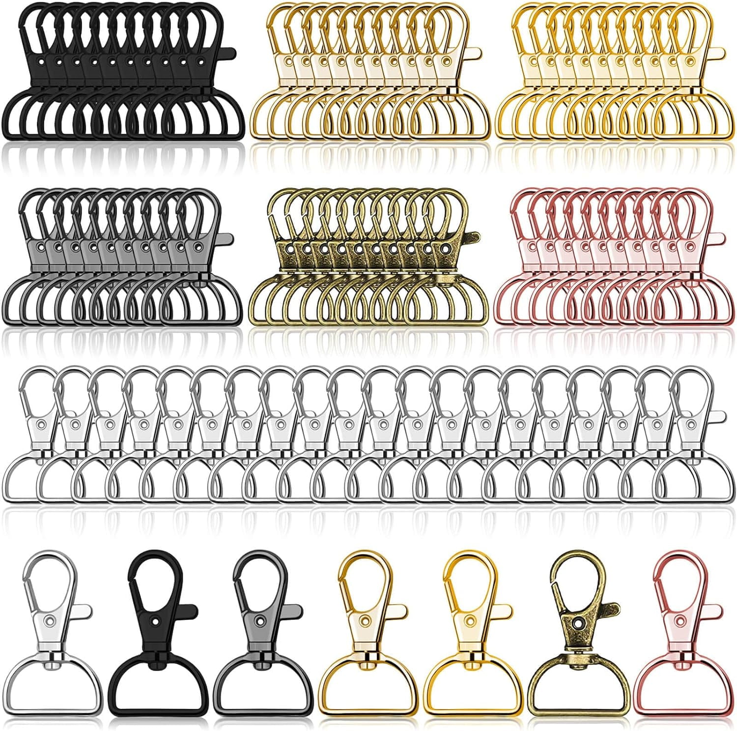 Swivel Clasp H s, 80Pcs Key Chain Clip H s, D Ring Clip Lanyard Hardware for Keychain Making, Lanyard Making, Purse Hardware, DIY Craft (3/4” Inside Width)