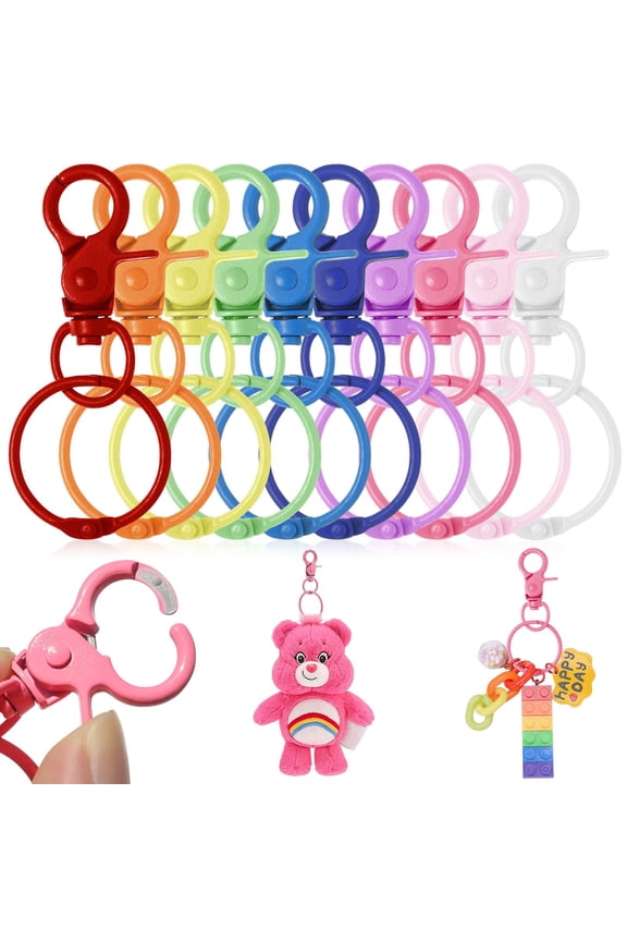 Swivel Clasps Set,30Pcs DIY Keychains for Crafting,Keychain Rings,Key Carabiner Clips,Clasps for Keychain Jewelry DIY Multicolored