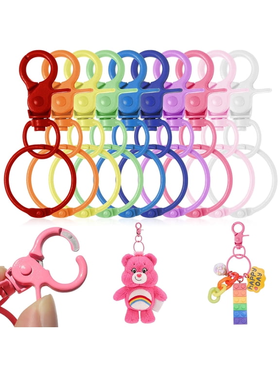 Swivel Clasps Set,30Pcs DIY Keychains for Crafting,Keychain Rings,Key Carabiner Clips,Clasps for Keychain Jewelry DIY Multicolored