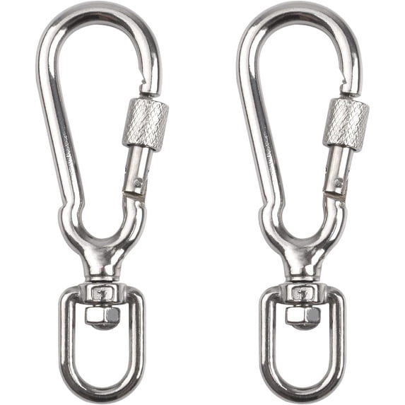 Swivel Clip, 2Pcs Stainless Steel Leash Swivel Snap Hooks Locking Dog Leash Buckle Quick Release Buckle Anti-Rust Carabiner Clips for Dog Walking Camping Backpack (Silver)