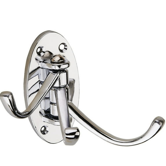 Swivel Coat Hook Folding Solid Metal Heavy Duty Swing Arm Triple Hook Wall Mounted Hanger for Bathroom Kitchen Bedroom - Style B(Silver)