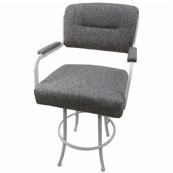 Swivel Counter 26" Bar Stool - M-110 - Mojave Gray Fabric on White Metal