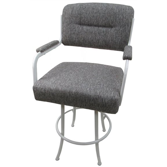 Swivel Counter 26" Bar Stool - M-110 - Mojave Gray Fabric on White Metal