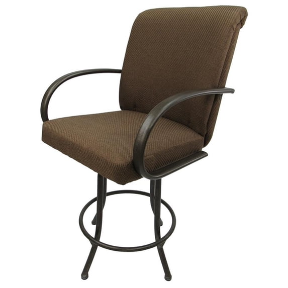 Swivel Counter 26" Bar Stool - M-60 Sanora Brown Fabric on Brown Metal Frame