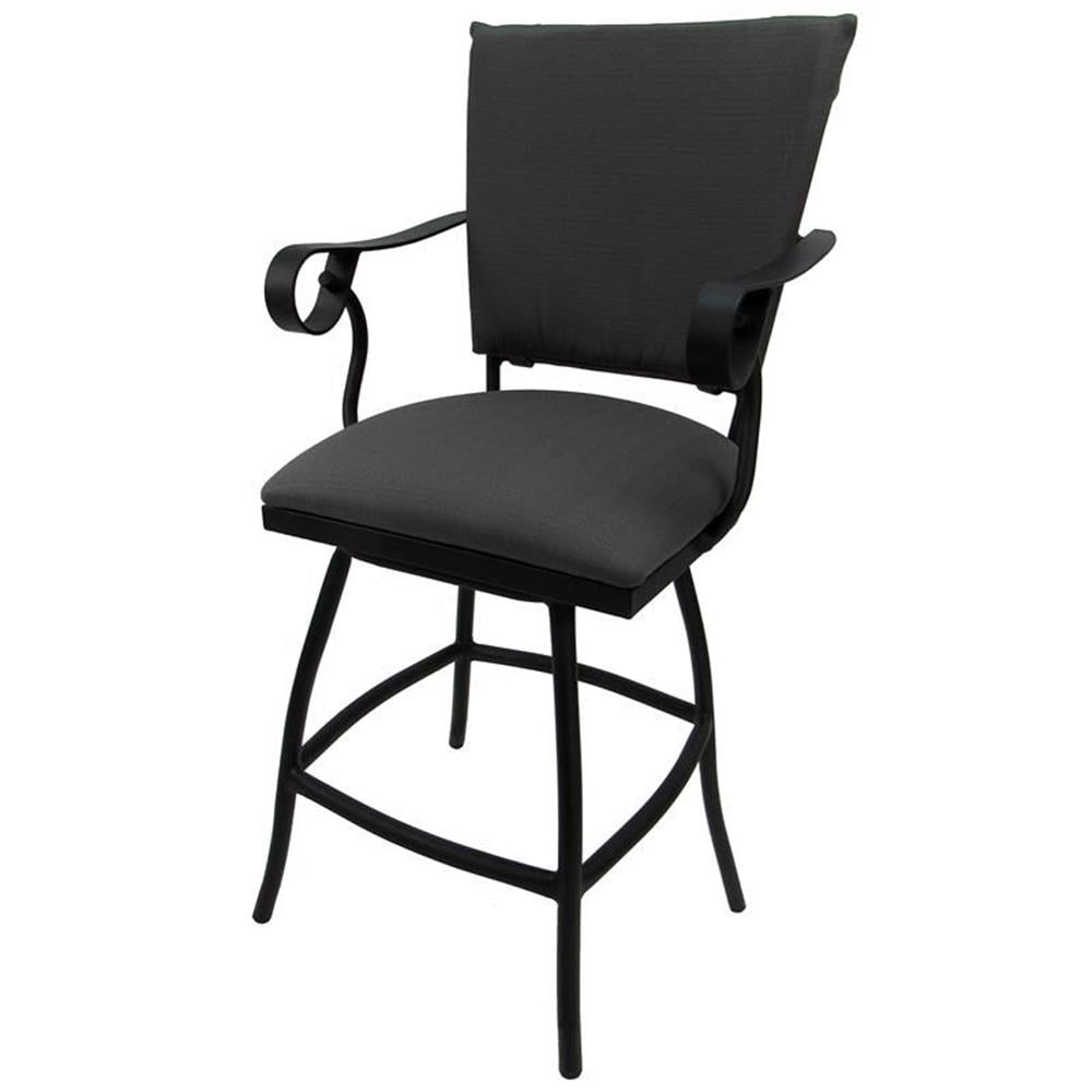 Black Aluminum Swivel Counter Bar Stool with Upholstered Seat
