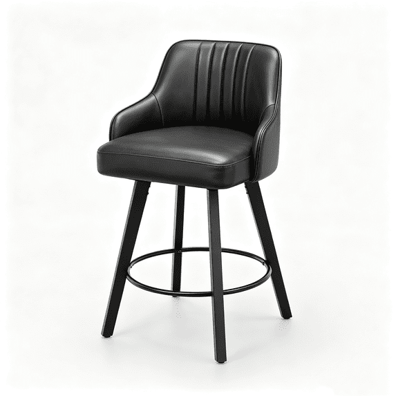 Swivel Counter Bar Stool with Backrest and Armrests, PU Leather ...