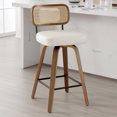 Swivel Counter Height Bar Stools 26" Upholstered Faux Leather Barstools