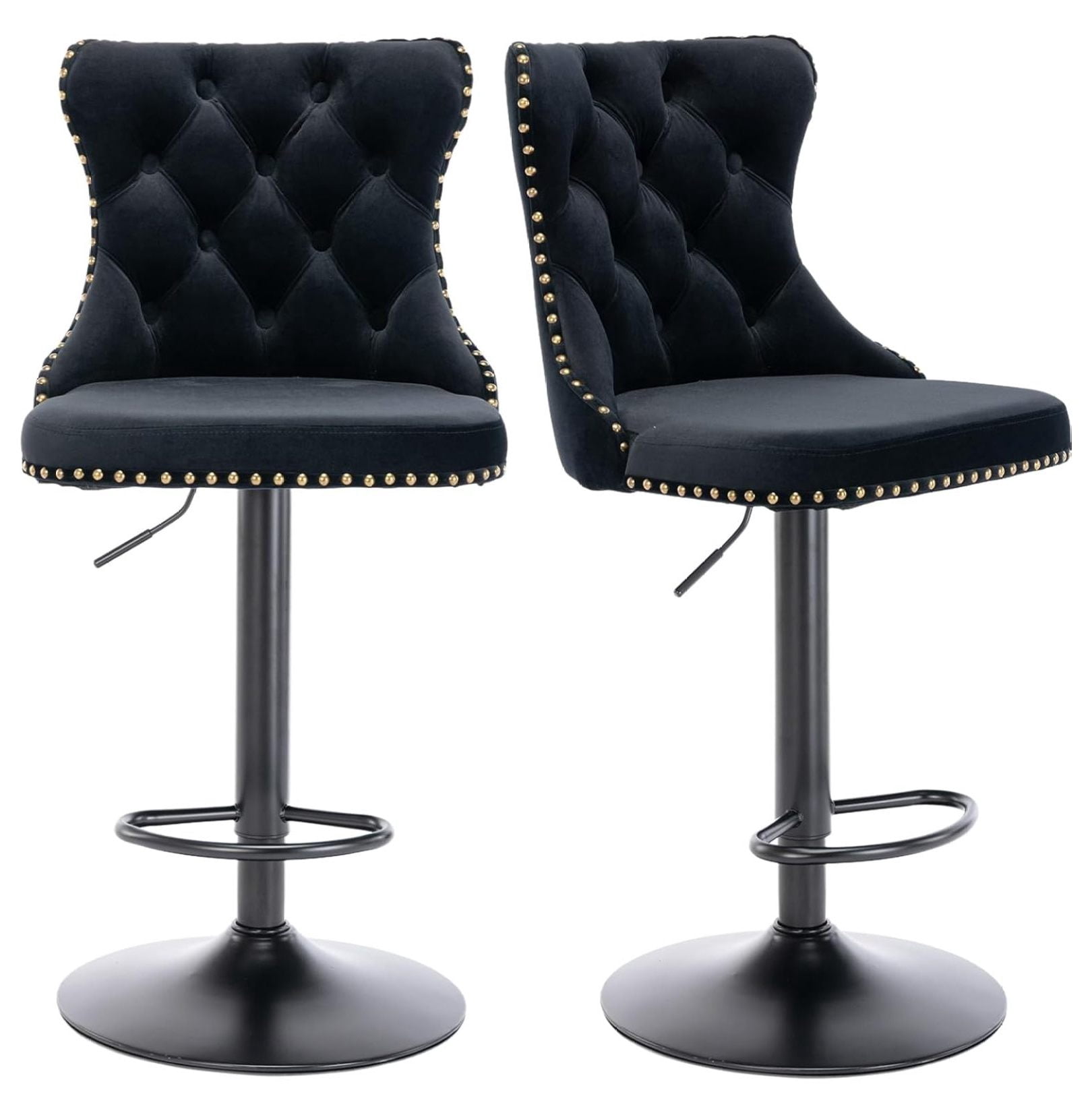 Swivel Counter Height Bar Stools Set of 2, Black Kitchen Island ...