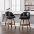 thumbnail image 1 of Swivel Counter Height Bar Stools Set of 2 with Footrest and Backrest, Retro PU Leather Upholstered Bar Chair, Comfortable Dining Chair with 250LBS Weight Capacity for Kitchen, Club, Restaurant, Black, 1 of 7