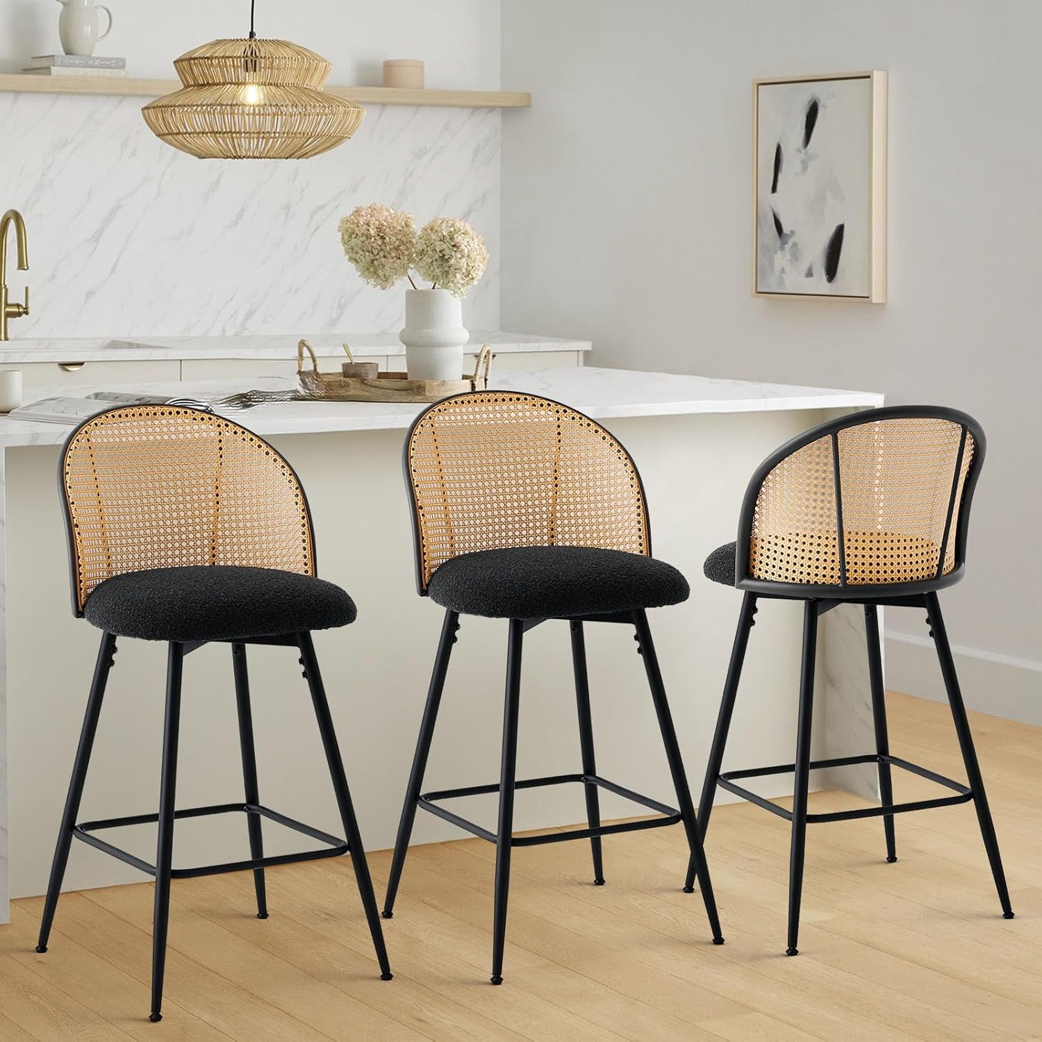 Swivel Counter Height Bar Stools Set of 2 Mid Century Modern 26