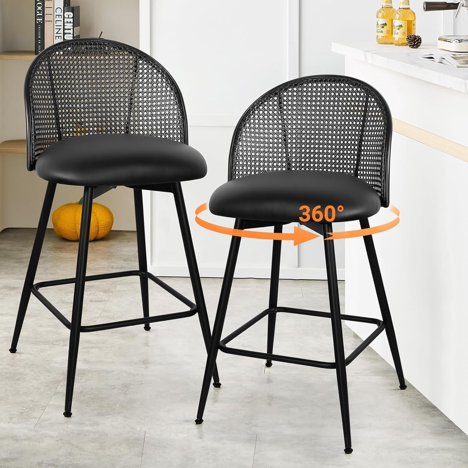 Swivel Counter Height Bar Stools Set of 2 Mid Century Modern 26