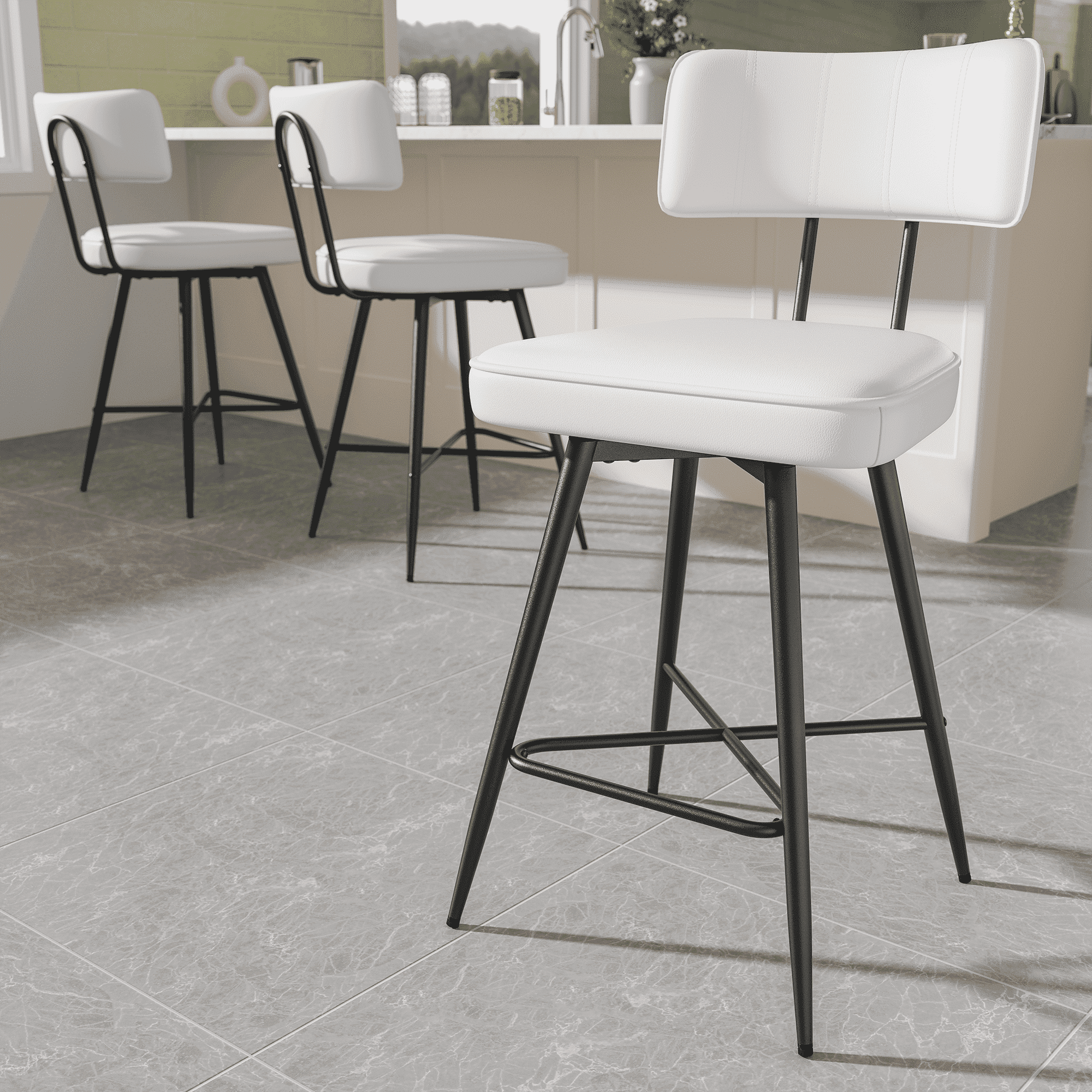 Extraordinary White Leather Bar Chairs Photos