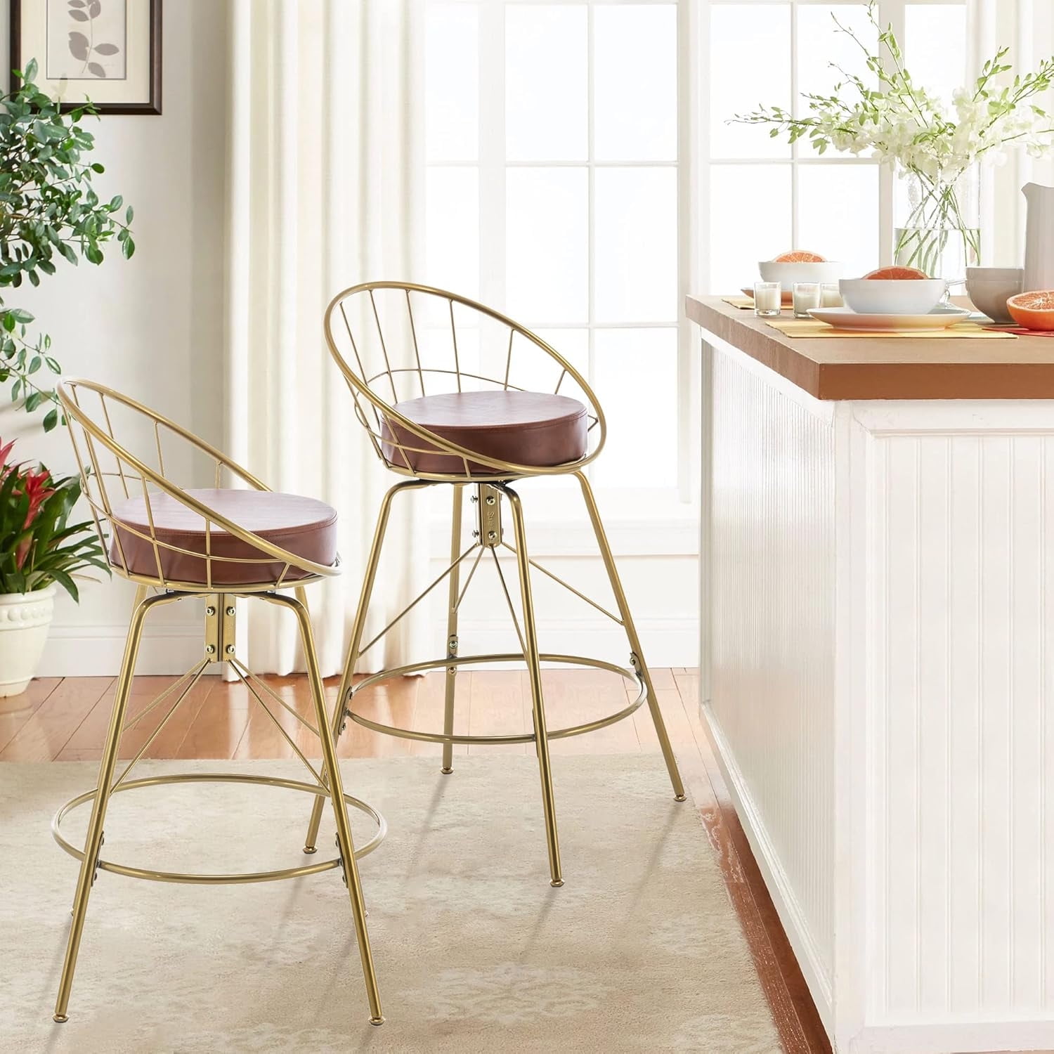 Swivel Counter Height Bar Stools with Back Kitchen Bar Chair Stools