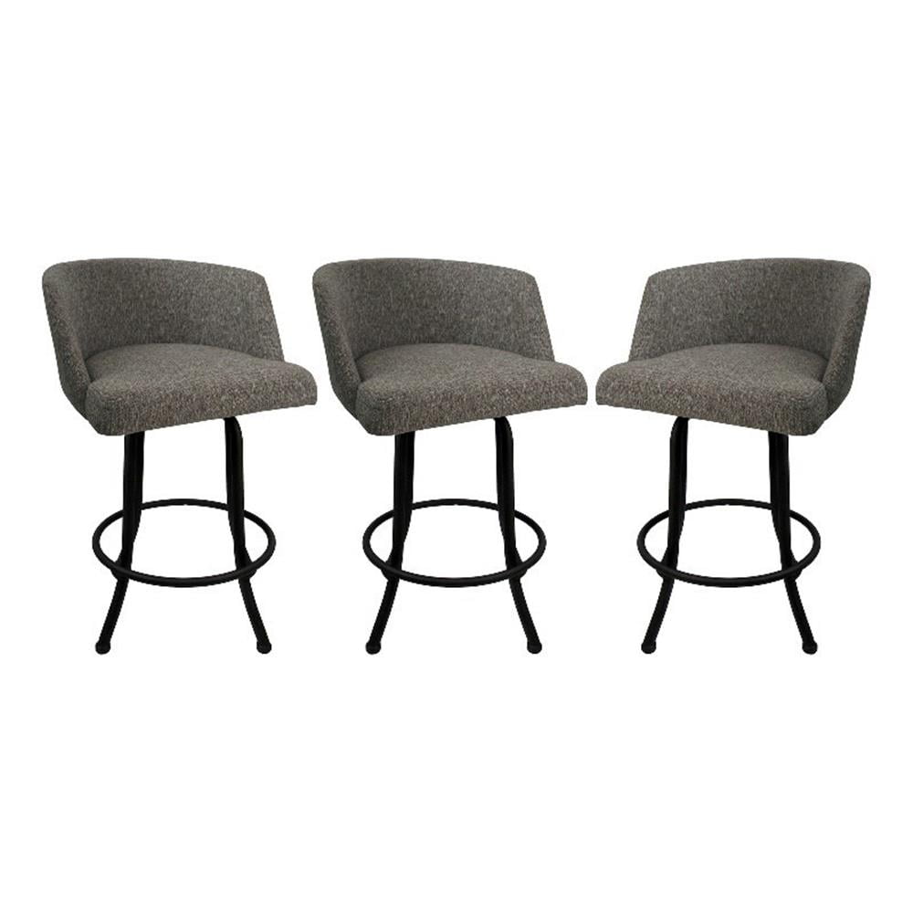 Joey Mojave Grey Swivel Counter Stool with Powder-Coated Metal Frame