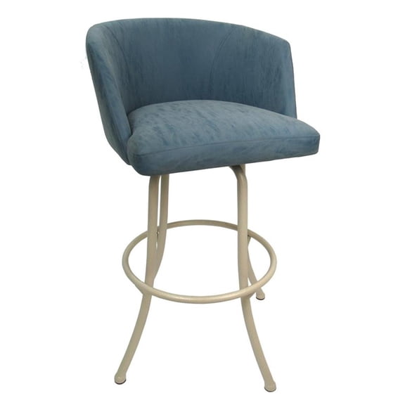 Swivel Counter Metal Bar Stool 26" Joey - Topaz Turquoise Vinyl - Beige Frame