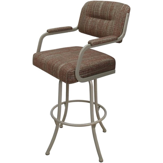 Swivel Counter Metal Bar Stool 26" - M-110 - Red Fabric - Beige Frame