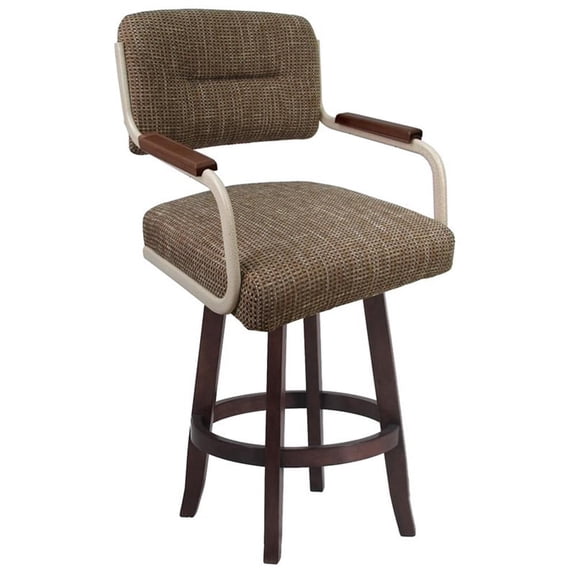 Swivel Counter Metal Bar Stool 26" - M-115 Vivian Base - Checkered - Beige Moca
