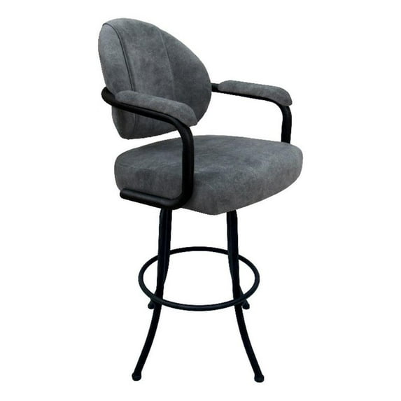 Swivel Counter Metal Bar Stool 26"-M-70-Outlier Charcoal Gray Fabric-Black Frame