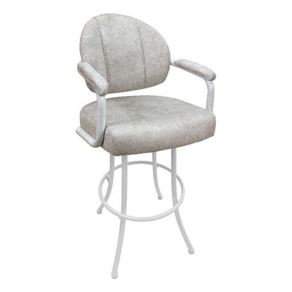 Swivel Counter Metal Bar Stool 26" -M-70-Outlier Stucco Beige Fabric-White Frame