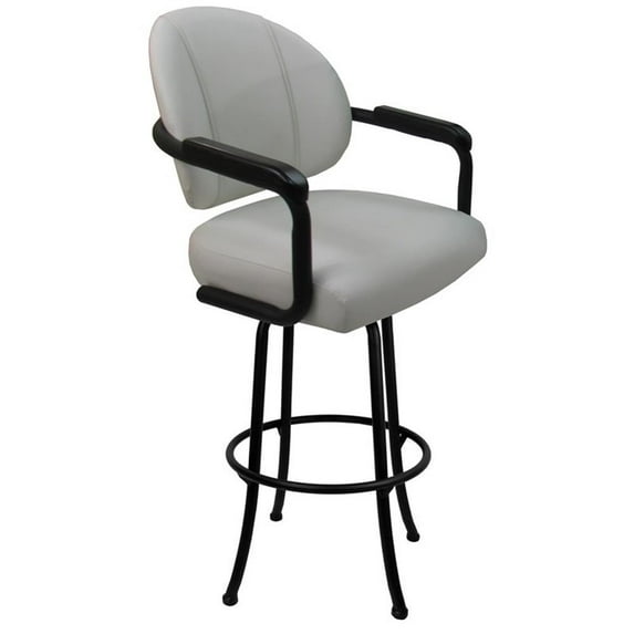Swivel Counter Metal Bar Stool 26" M-70 - White Vinyl - Black