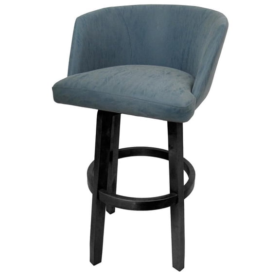 Swivel Counter Wood Bar Stool 26" Joey - Vivian - Topaz Turquoise Vinyl - Gray