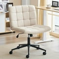 thumbnail image 1 of Swivel Criss Cross Legged Chair with Wheels for Home Office, Wide Armless Desk Chair Height Adjustable Comfy Seat for Desk,Vanity, Bedroom, Beige, 1 of 17