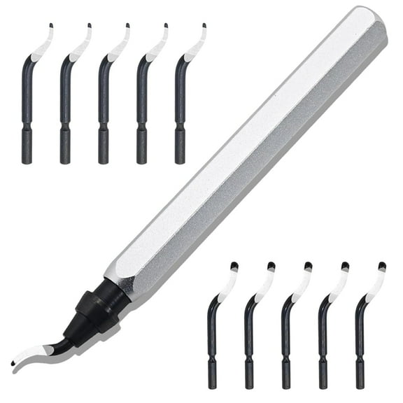 Swivel Deburring Tool & 10 Extra Heavy Duty HSS Blades, Deburring Tool 3D Printing for Metal, Resin, PVC Pipes, Copper B,1set x copper pipe,As Shown
