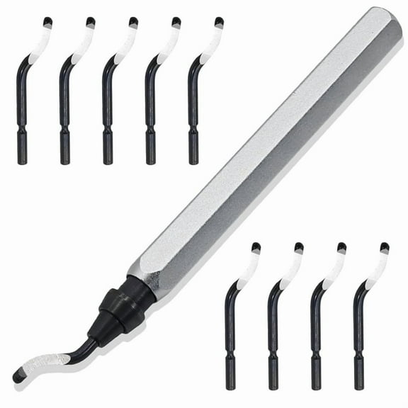 Swivel Deburring Tool & 10 Extra Heavy Duty HSS Blades, Deburring Tool 3D Printing for Metal, Resin, PVC Pipes, Copper C,1set x copper pipe,As Shown