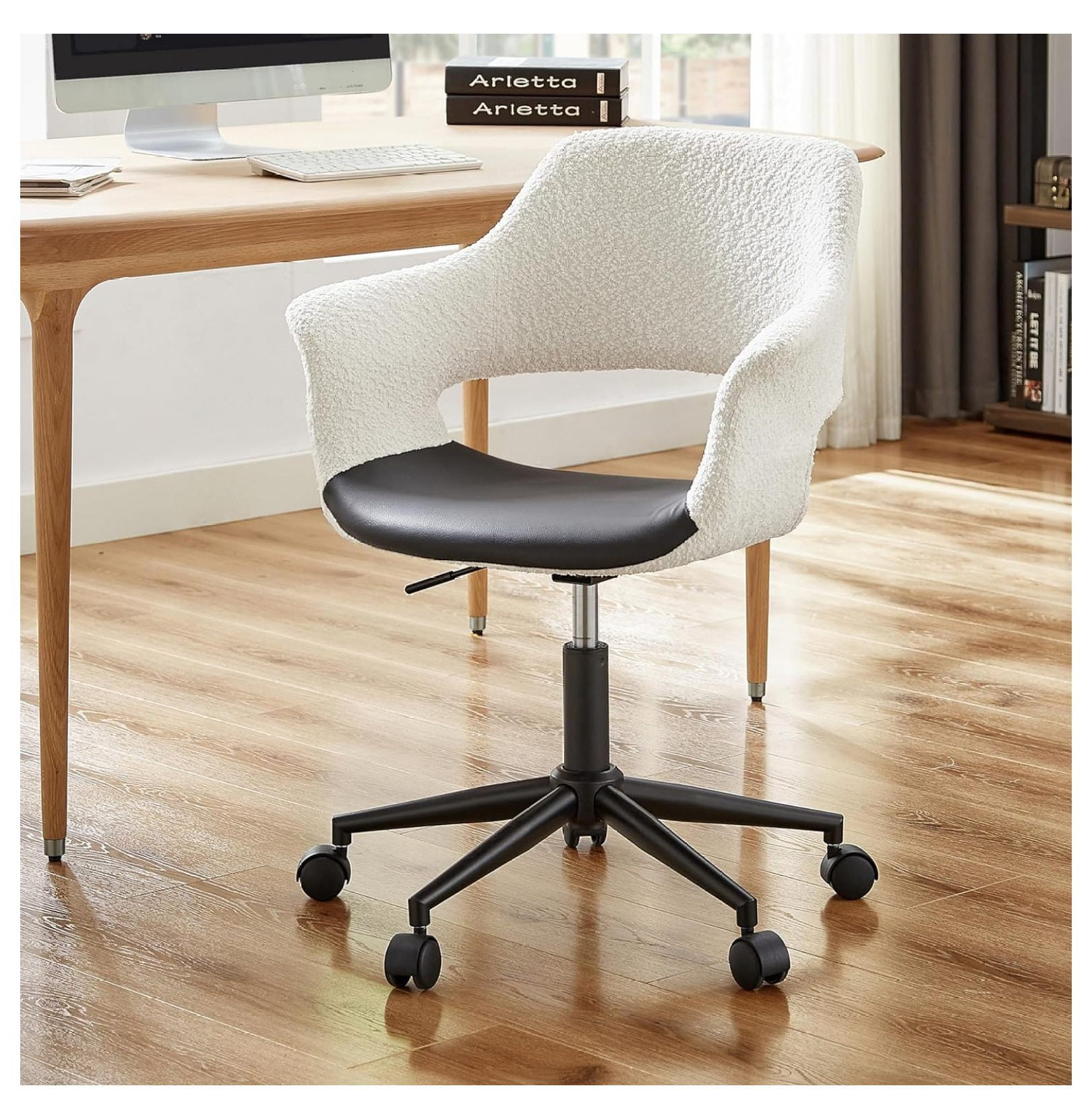 Swivel Desk Chair, Century Modern Home Office Chair with Wheels ...